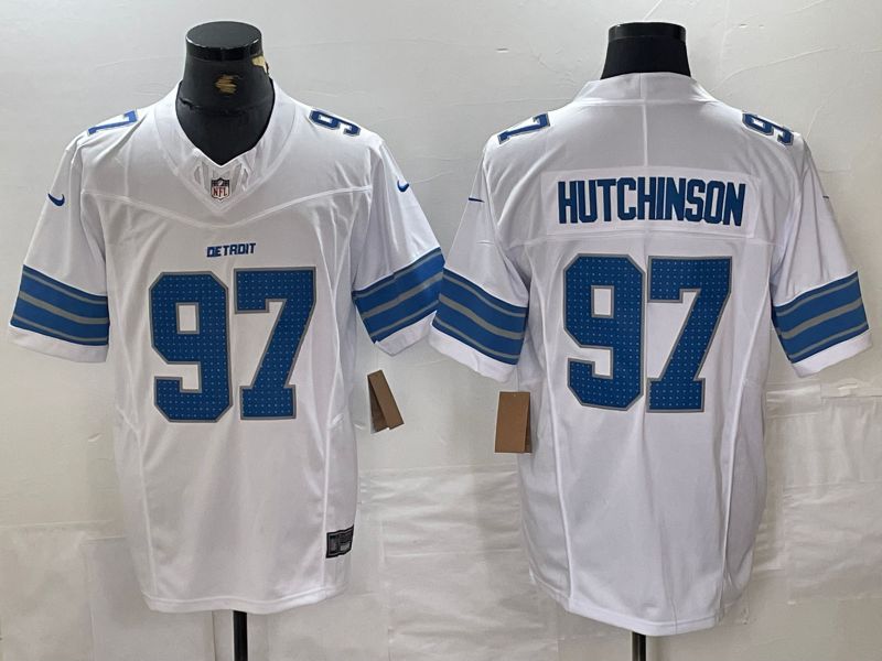 Men Detroit Lions #97 Hutchinson White Three generations 2024 Nike Vapor F.U.S.E. Limited NFL Jersey